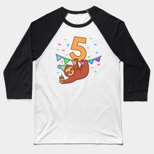 I am 5 with sloth - kids birthday 5 years old Baseball T-Shirt